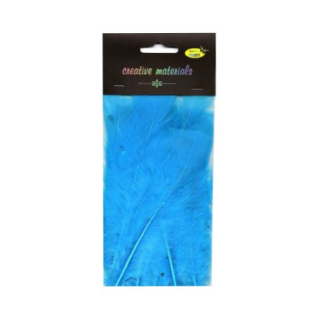 Decorative feathers, approx. 12 cm long, blue PIM-33
