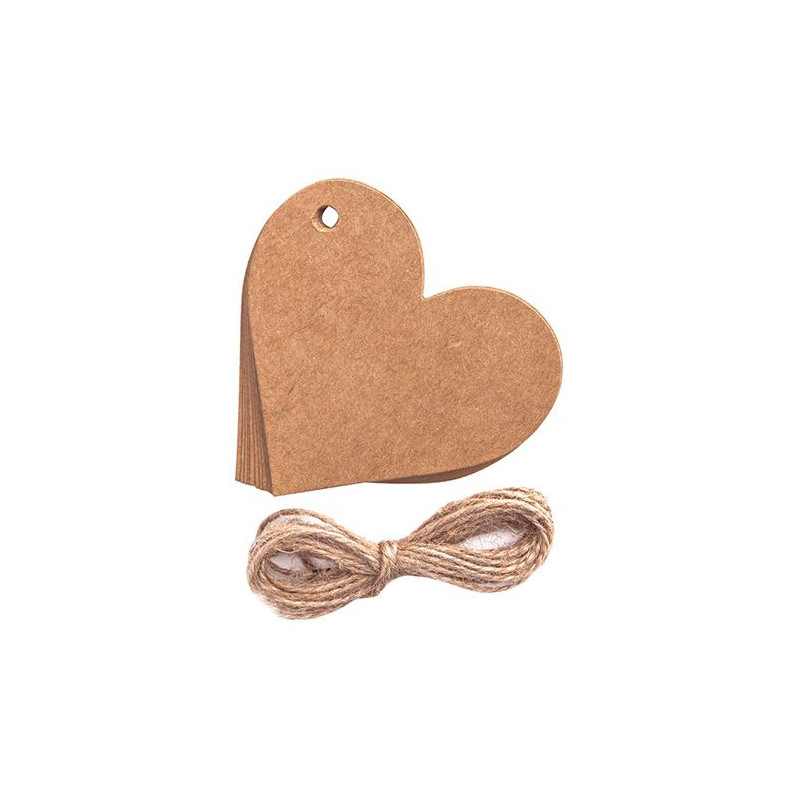 DP Craft kraft heart pendants with string 12 pieces