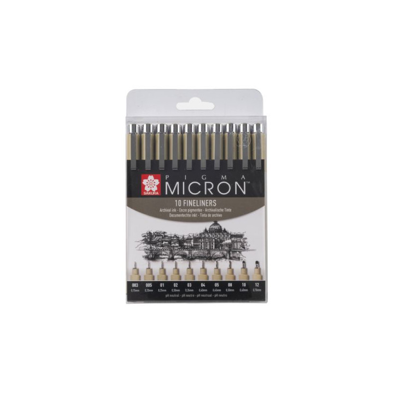 Sakura pigma micron zestaw 10 cienkopisów - sklep plastyczny - szał dl