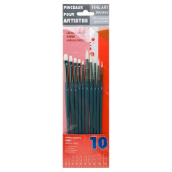 Pinceaux set of white synthetic brushes 10 pcs