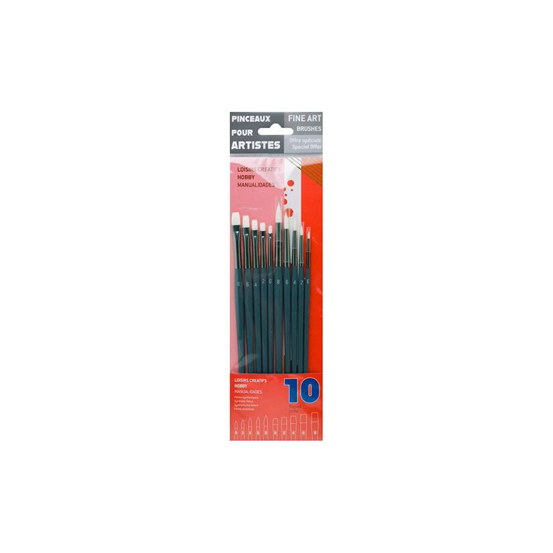 Pinceaux set of white synthetic brushes 10 pcs