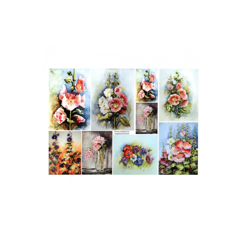 Decoupage paper A3 ITD 0371 mallow flowers
