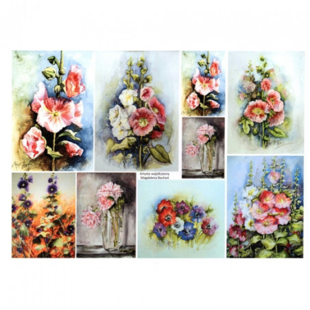 Decoupage paper A3 ITD 0371 mallow flowers