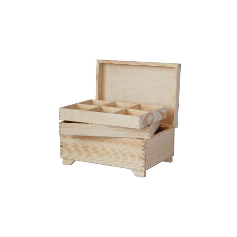 Drewniany kufer 30x20 cm 2 wkładki - sklep plastyczny - szał dla plast