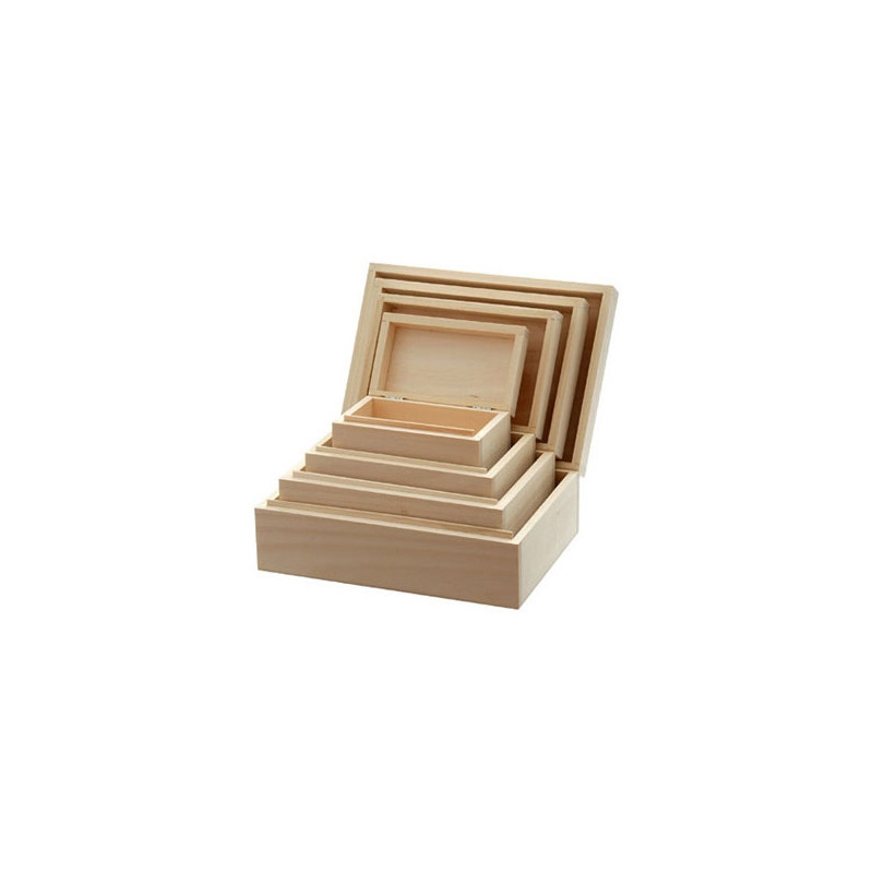Set of 4 wooden rectangular boxes