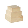 Set of 3 square wooden cases