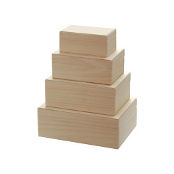 Set of 4 wooden rectangular boxes
