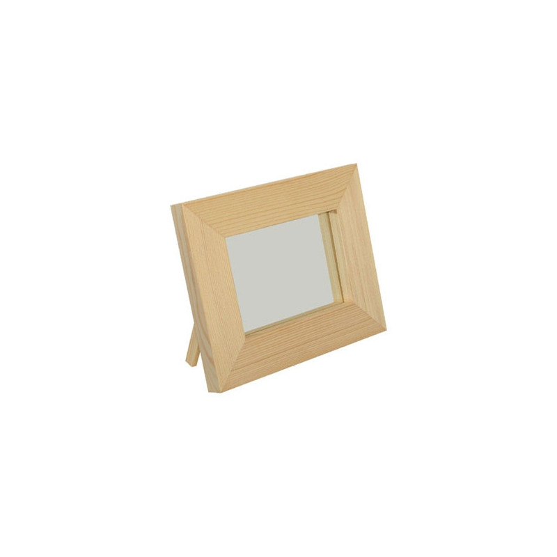 A large mirror in a wooden frame