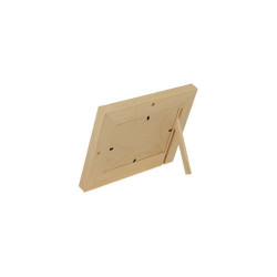 A small mirror in a wooden frame