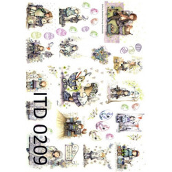 Easter decoupage paper, A3 angels