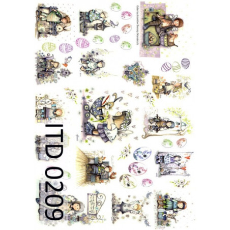 Easter decoupage paper, A3 angels