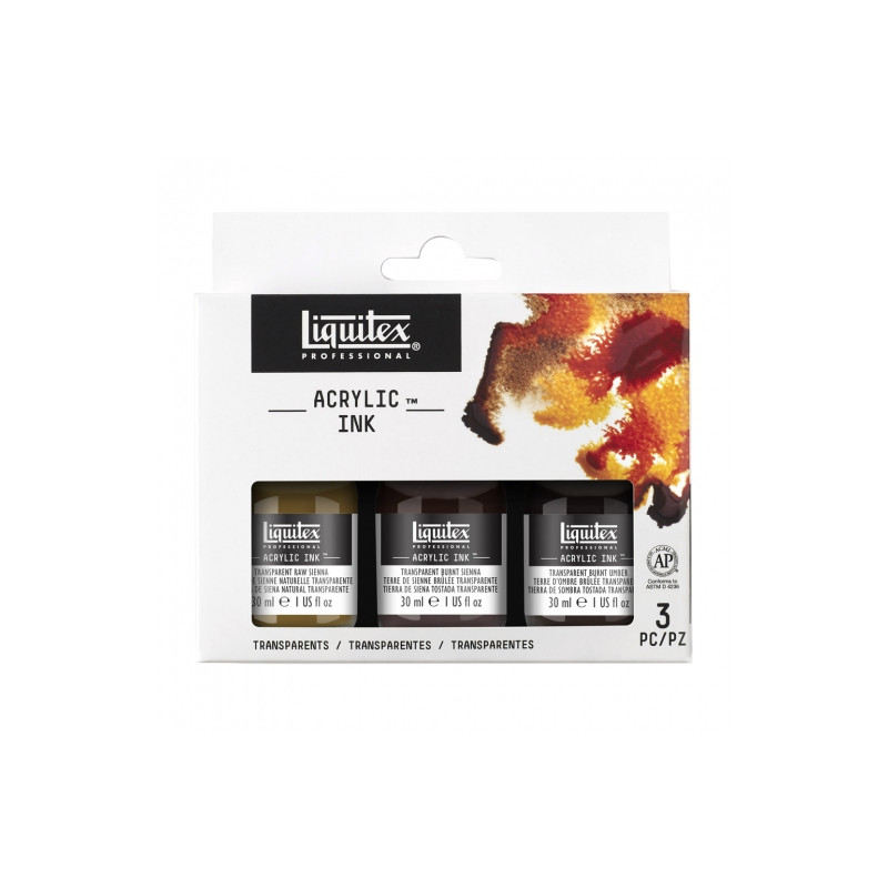 Liquitex set of 3 acrylic inks 30ml transparents