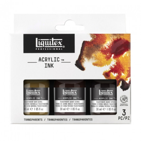 Liquitex zestaw 3 tuszy akrylowych 30ml transparents - sklep plastyczn