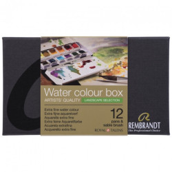 Talens rembrandt set of 12 watercolors in a half-pen landscape metal p