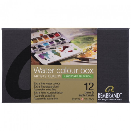 Talens rembrandt set of 12 watercolors in a half-pen landscape metal p