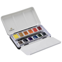 Talens rembrandt set of 12 watercolors in a half-pen landscape metal p