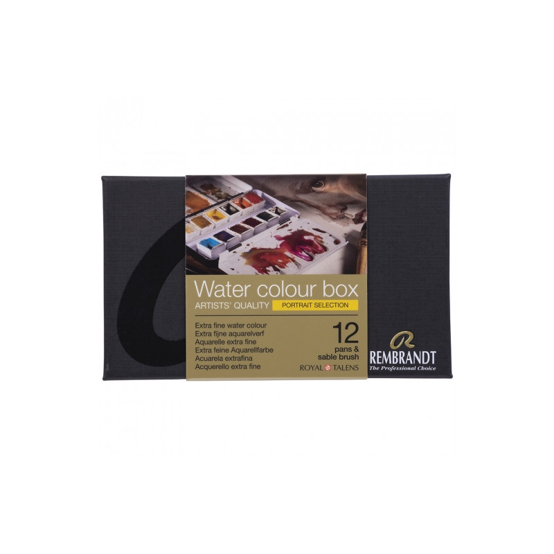 Talens rembrandt set of 12 watercolors in a half-tuck portrait, metal