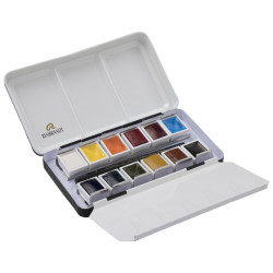 Talens rembrandt set of 12 watercolors in a half-tuck portrait, metal