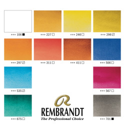 Talens rembrandt set of 12 watercolors in a half-tuck portrait, metal