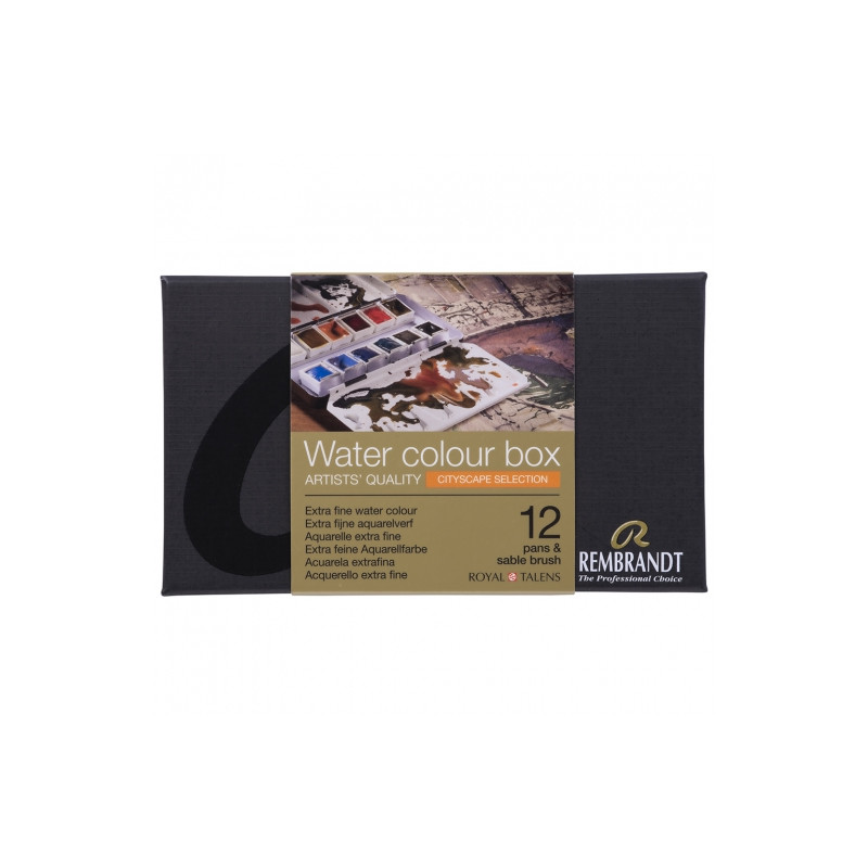 Talens Rembrandt zestaw 12 akwareli w półkostce cityscape metalowe opa