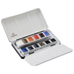 Talens Rembrandt set of 12 watercolors in a half-square, cityscape, me