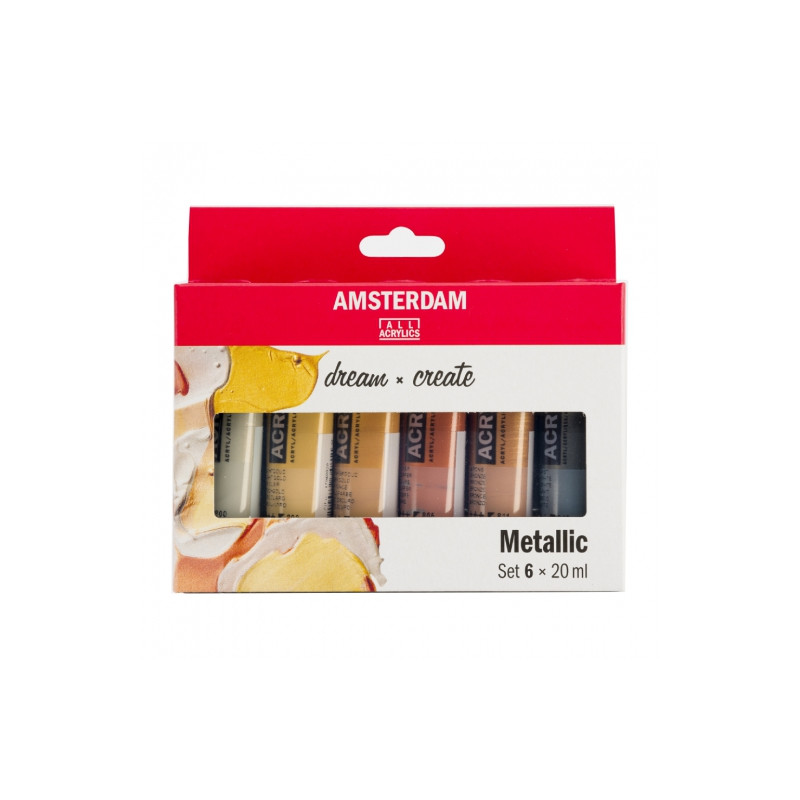 Talens amsterdam zestaw farb akrylowych 6x20ml metallics - sklep plast