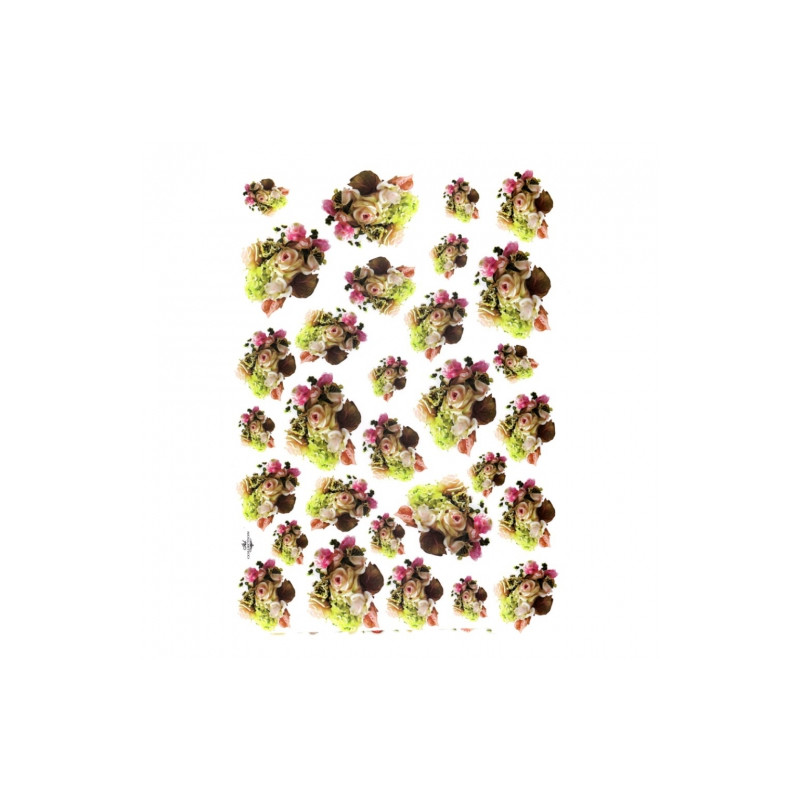 Papier do decoupage A4 ITD 0104 róże bukiety - sklep plastyczny - szał