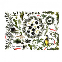 Papier do decoupage A4 ITD 0115 oliwki zioła - sklep plastyczny - szał