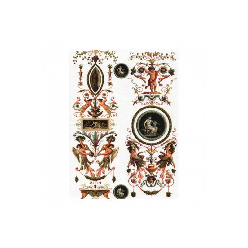 Papier ryżowy do decoupage antyk ornamenty medaliony A4 ITD R027 - skl