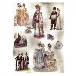 Papier ryżowy do decoupage ludzie vintage A4 ITD R012 - sklep plastycz