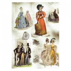 Papier ryżowy do decoupage vintage people A4 ITD R013