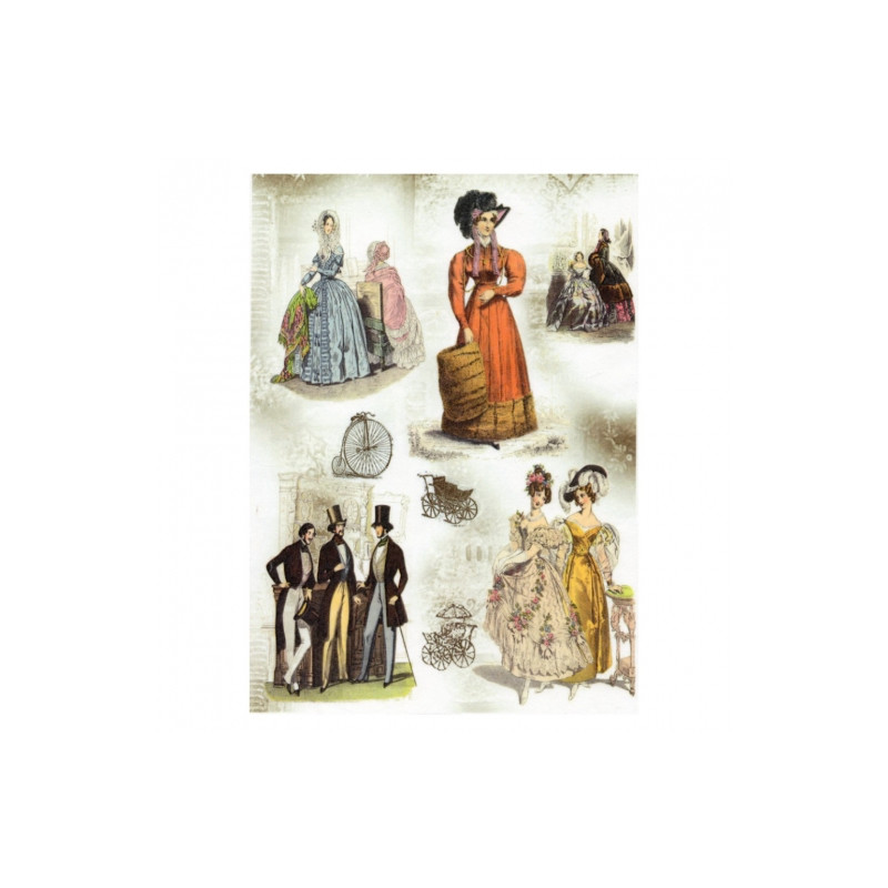 Papier ryżowy do decoupage vintage ludzie A4 ITD R013 - sklep plastycz