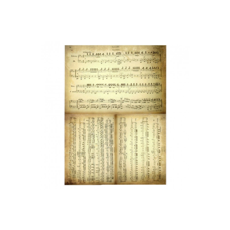 Papier ryżowy do decoupage pergamin nuty A4 ITD R014 - sklep plastyczn