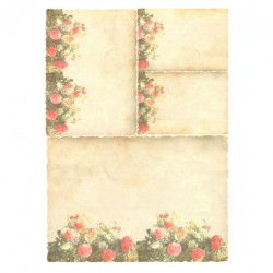 Rice decoupage paper roses background A4 ITD R050
