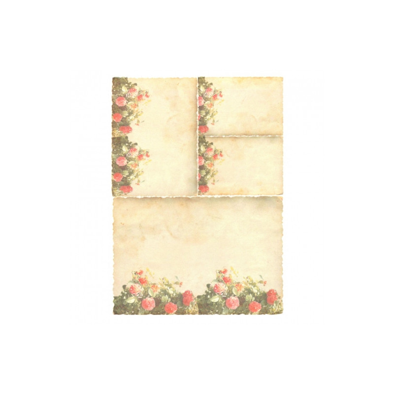 Rice decoupage paper roses background A4 ITD R050