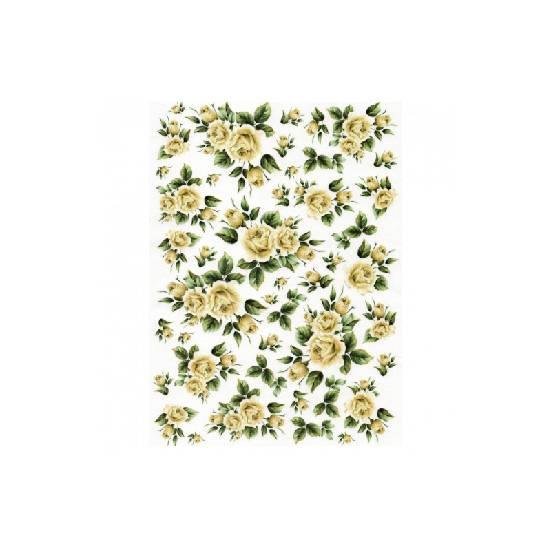 Papier ryżowy do decoupage żółte róże A4 ITD R032 - sklep plastyczny -