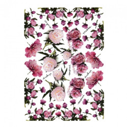 Papier do decoupage A4 ITD 0114M kwiaty piwonie - sklep plastyczny - s
