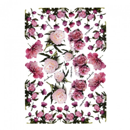 Papier do decoupage A4 ITD 0114M kwiaty piwonie - sklep plastyczny - s