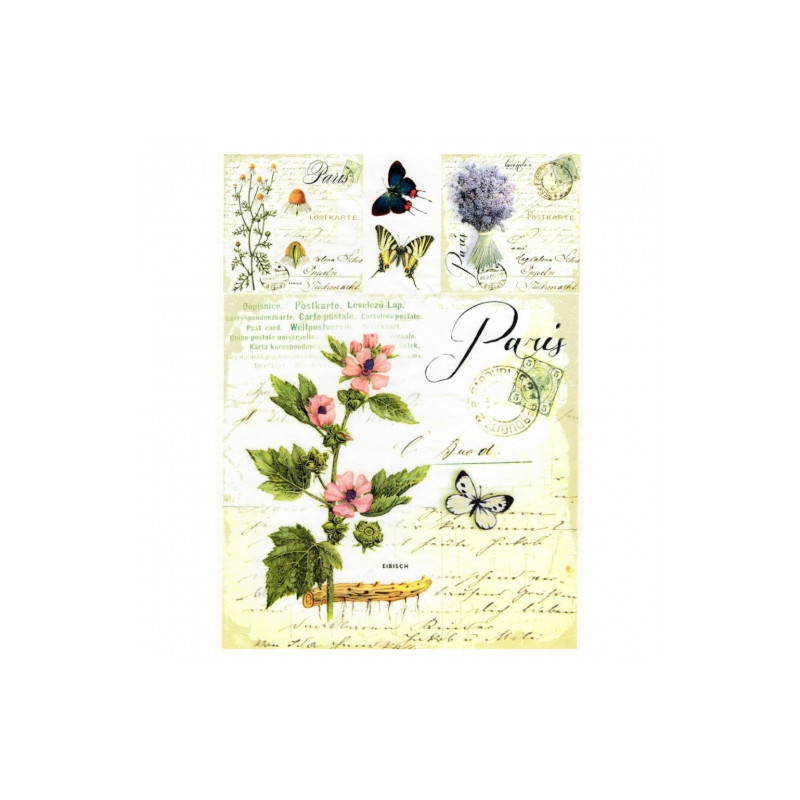 Decoupage paper soft A4 ITD S002 herbs marshmallow butterflies