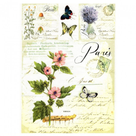 Decoupage paper soft A4 ITD S002 herbs marshmallow butterflies