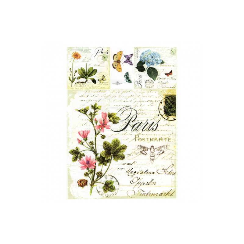 Decoupage paper soft A4 ITD S004 herbs flowers butterflies