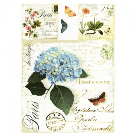 Decoupage paper soft A4 ITD S005 hydrangea butterflies