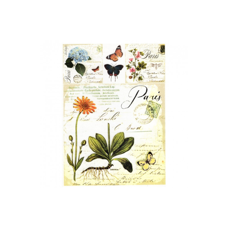 Papier do decoupage soft A4 ITD S006 zioła kwiaty motyle - sklep plast