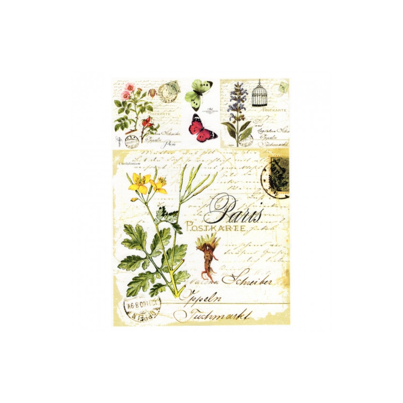 Papier do decoupage soft A4 ITD S008 zioła motyle - sklep plastyczny -