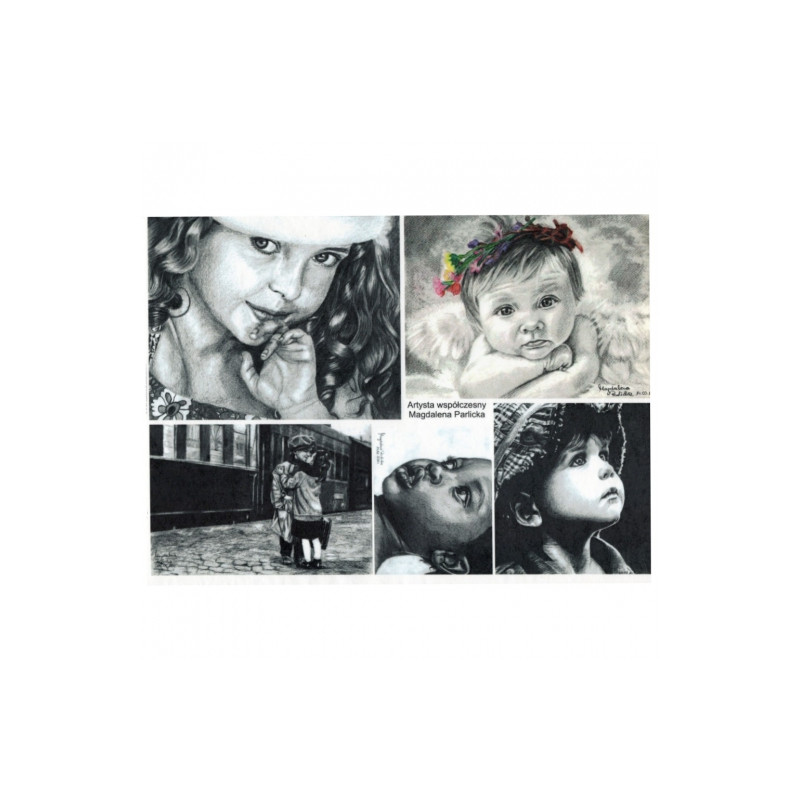 Decoupage paper soft children portraits A4 ITD S038
