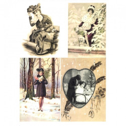 Papier do decoupage soft A4 ITD S045 zima retro - sklep plastyczny - s