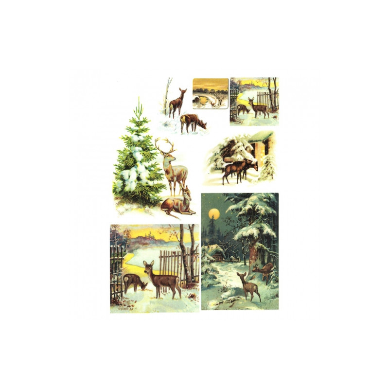 Decoupage paper soft A4 ITD S046 winter snow animals