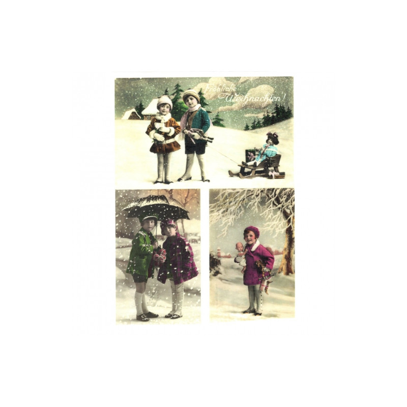 Decoupage paper soft A4 ITD S048 retro winter kids