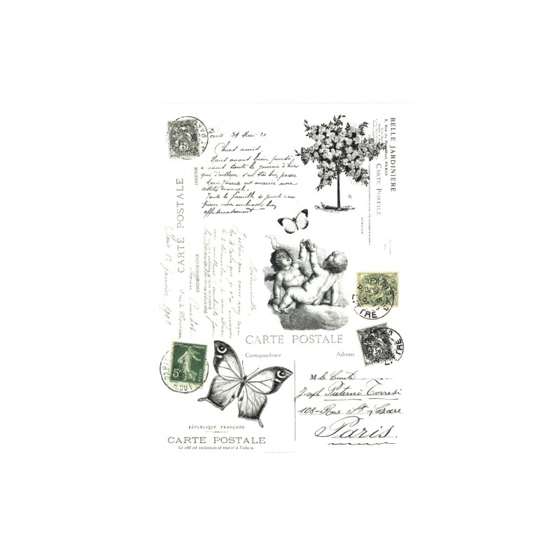 Decoupage paper soft retro butterfly cupid A4 ITD S112