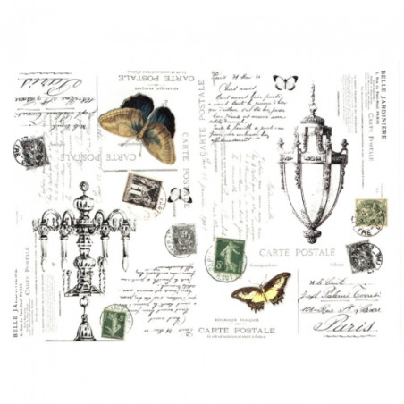 Decoupage paper soft retro butterfly lamp A4 ITD S113